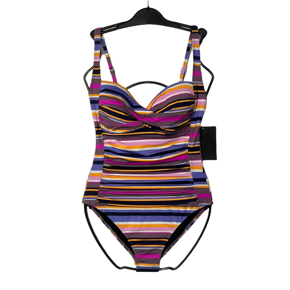 Simply Swim Multicolor Striped Twist One Piece